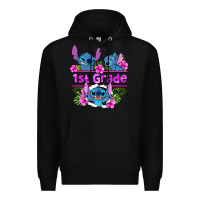 Black preview flower stitch 1st grade Premium Hoodie - AdoDesignShop