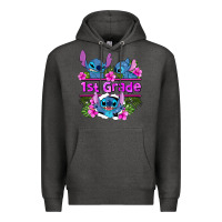Charcoal Heather preview flower stitch 1st grade Premium Hoodie - AdoDesignShop