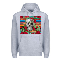 Heather Grey skull cactus Premium Hoodie - JahusDesignShop