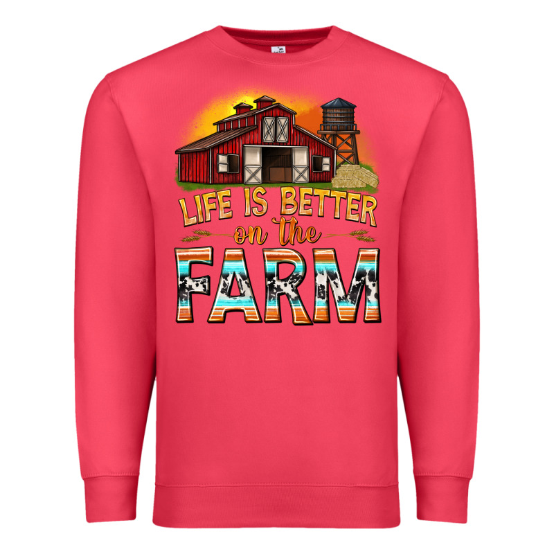 Life Is Better On The Farm With Barn Premium Sweatshirt by texasbilliewilder | Teevron