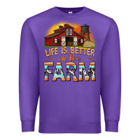 Purple life is better on the farm with barn Premium Sweatshirt - texasbilliewilder