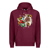 Burgundy Christmas dental sunflower Premium Hoodie - JahusDesignShop