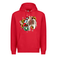 Red Christmas dental sunflower Premium Hoodie - JahusDesignShop