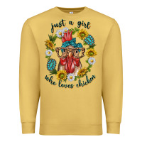 Antique Gold just a girl who loves chicken with sunflowers and gemstone Premium Sweatshirt - texasbilliewilder