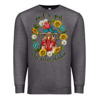 Charcoal Heather just a girl who loves chicken with sunflowers and gemstone Premium Sweatshirt - texasbilliewilder