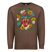 Chestnut just a girl who loves chicken with sunflowers and gemstone Premium Sweatshirt - texasbilliewilder