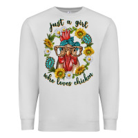 Dove Grey just a girl who loves chicken with sunflowers and gemstone Premium Sweatshirt - texasbilliewilder