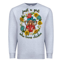 Heather Grey just a girl who loves chicken with sunflowers and gemstone Premium Sweatshirt - texasbilliewilder