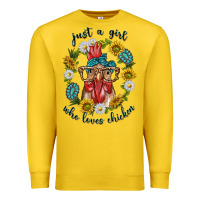 Lemon just a girl who loves chicken with sunflowers and gemstone Premium Sweatshirt - texasbilliewilder