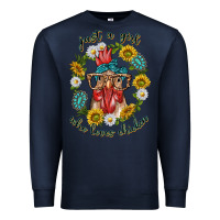 Navy just a girl who loves chicken with sunflowers and gemstone Premium Sweatshirt - texasbilliewilder