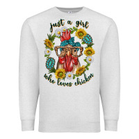 Oatmeal Heather just a girl who loves chicken with sunflowers and gemstone Premium Sweatshirt - texasbilliewilder