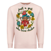 Pale Pink just a girl who loves chicken with sunflowers and gemstone Premium Sweatshirt - texasbilliewilder