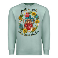 Seafoam just a girl who loves chicken with sunflowers and gemstone Premium Sweatshirt - texasbilliewilder