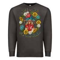 Smoke just a girl who loves chicken with sunflowers and gemstone Premium Sweatshirt - texasbilliewilder