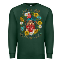 Sports Green just a girl who loves chicken with sunflowers and gemstone Premium Sweatshirt - texasbilliewilder