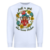 White just a girl who loves chicken with sunflowers and gemstone Premium Sweatshirt - texasbilliewilder