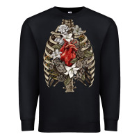 Black Skeleton Rib Cage Heart Premium Sweatshirt - RanaPortraitStore