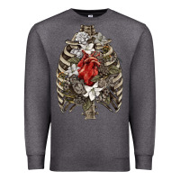 Charcoal Heather Skeleton Rib Cage Heart Premium Sweatshirt - RanaPortraitStore