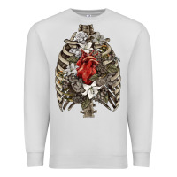 Dove Grey Skeleton Rib Cage Heart Premium Sweatshirt - RanaPortraitStore