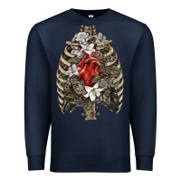 Navy Skeleton Rib Cage Heart Premium Sweatshirt - RanaPortraitStore