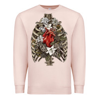 Pale Pink Skeleton Rib Cage Heart Premium Sweatshirt - RanaPortraitStore