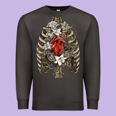 Premium Sweatshirt Skeleton Rib Cage Heart