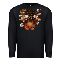 Black baseball afro messy bun Premium Sweatshirt - texasbilliewilder