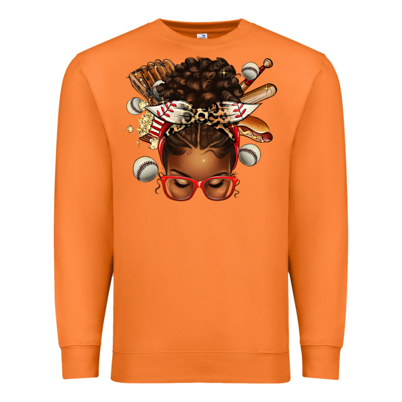 Baseball Afro Messy Bun Premium Sweatshirt by texasbilliewilder | Teevron