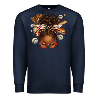 Navy baseball afro messy bun Premium Sweatshirt - texasbilliewilder