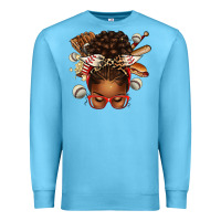 Ocean Blue baseball afro messy bun Premium Sweatshirt - texasbilliewilder