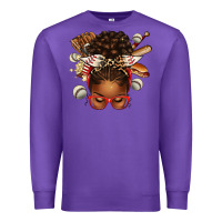Purple baseball afro messy bun Premium Sweatshirt - texasbilliewilder