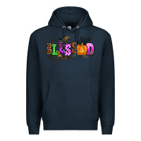 Navy halloween blessed Premium Hoodie - AdoDesignShop