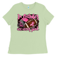 Matcha in october we wear pink with football Ladies Tee - BarkalooDesign