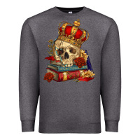 Charcoal Heather Skull With Crown Premium Sweatshirt - RanaPortraitStore