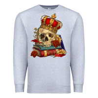 Heather Grey Skull With Crown Premium Sweatshirt - RanaPortraitStore