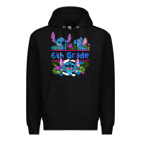 Black preview flower stitch 6 th grade Premium Hoodie - AdoDesignShop