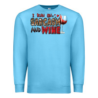 Ocean Blue i run on sarcasm and wine Premium Sweatshirt - Zillion Design Studio