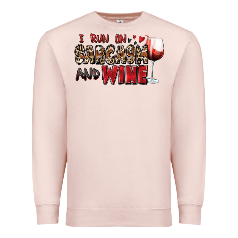I Run On Sarcasm And Wine Premium Sweatshirt by Zillion Design Studio | Teevron
