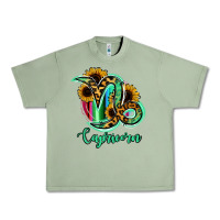 Capricorn Zodiac Sign Sunflower Leopard Serape Urban Heavy Tee | Teevron