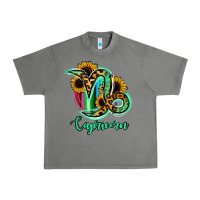 Tornado Capricorn Zodiac Sign Sunflower Leopard Serape Urban Heavy Tee - RanaPortraitStore