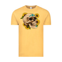 Vintage Mustard skull flowers and gemstone Vintage Tee - Artiststas