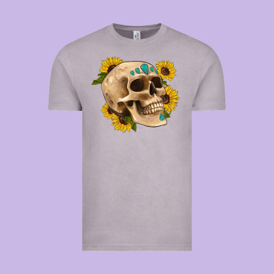 Skull Flowers And Gemstone Vintage Tee Designed By Artiststas