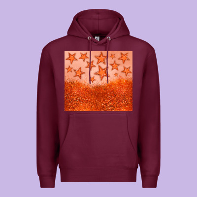 Orange Glitter Star Premium Hoodie Designed By Jahusdesignshop