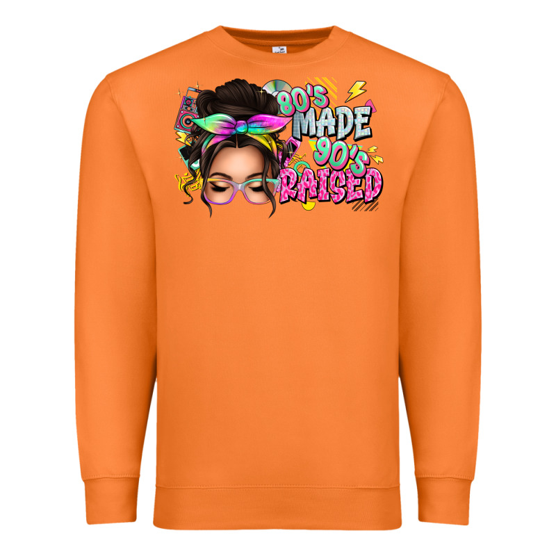 80s Made 90s Raised Messy Bun Premium Sweatshirt by texasbilliewilder | Teevron