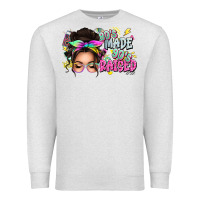 Oatmeal Heather 80s made 90s raised messy bun Premium Sweatshirt - texasbilliewilder