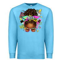 Ocean Blue 90s afro messy bun Premium Sweatshirt - texasbilliewilder