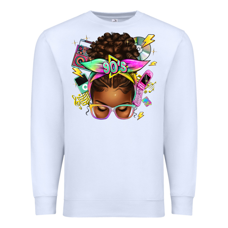 90s Afro Messy Bun Premium Sweatshirt by texasbilliewilder | Teevron