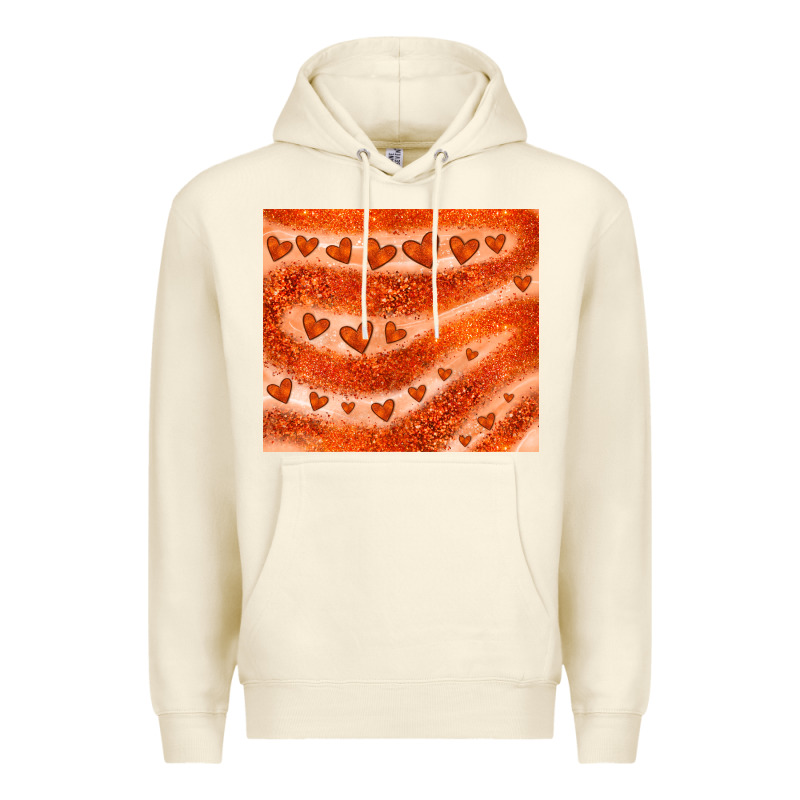 Orange Glitter Heart Premium Hoodie by JahusDesignShop | Teevron