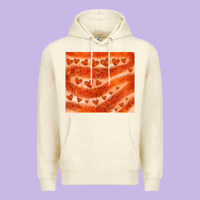 Orange Glitter Heart Premium Hoodie Designed By Jahusdesignshop