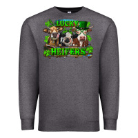 Charcoal Heather St Patricks Day Lucky Heifers Premium Sweatshirt - RanaPortraitStore